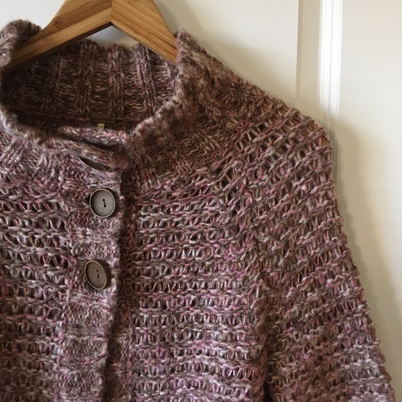 Free People // metallic wool blend bell cardigan poncho L - Picture 4 of 7